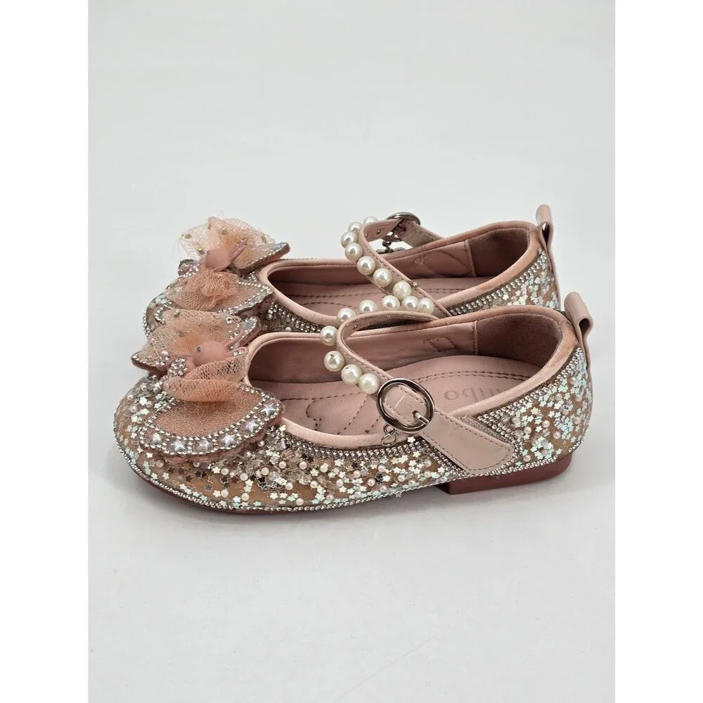 Calibo Pink Pearl-Trim Girls Dress Shoes Size 12.5